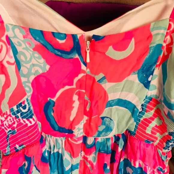 Lilly Pulitzer Christine Dress Coral Reef Im so Jelly Size 2 Fit and Flare - Picture 4 of 5